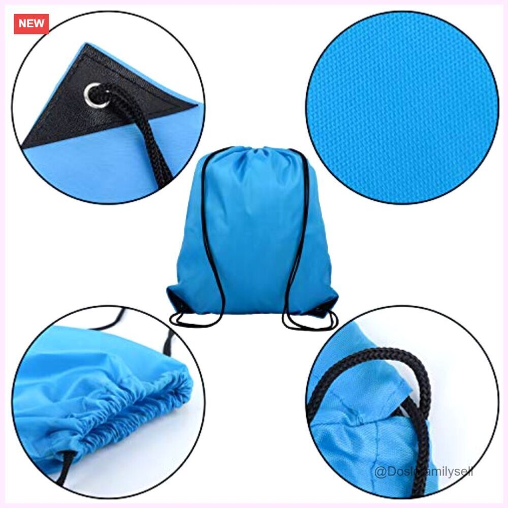 Drawstring Backpack Polyester Bag for Gym Travel Storage - Picture 3 of 7